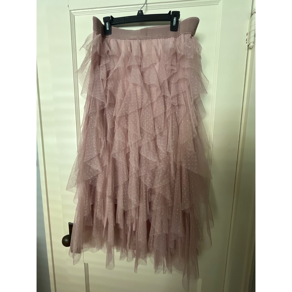The Chéri Ruffled Tulle Midi Skirt by Anthropologie